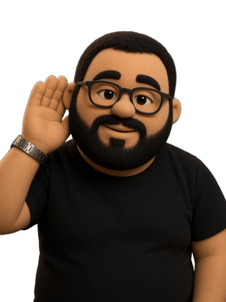 Magninho com a mão na orelha, esperando sua mensagem